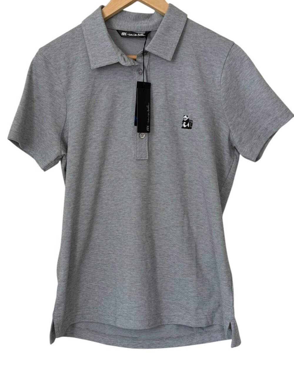 TravisMathew She Fancy 2.0 Pima Cotton 5-button Golf Tennis Polo Heather Grey L